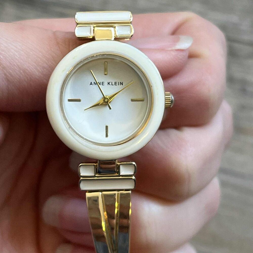 Anne Klein Vintage Watch Gold White Women's Wristwatch